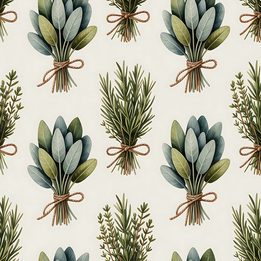 Farmhouse Kitchen Herbs Pattern 32 Quilting Cotton Fabric