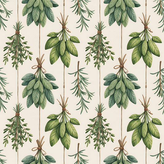 Farmhouse Kitchen Herbs Pattern 5 Quilting Cotton Fabric