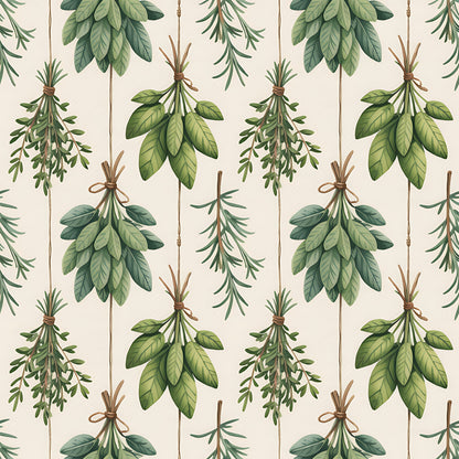Farmhouse Kitchen Herbs Pattern 5 Quilting Cotton Fabric