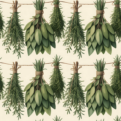 Farmhouse Kitchen Herbs Pattern 7 Quilting Cotton Fabric