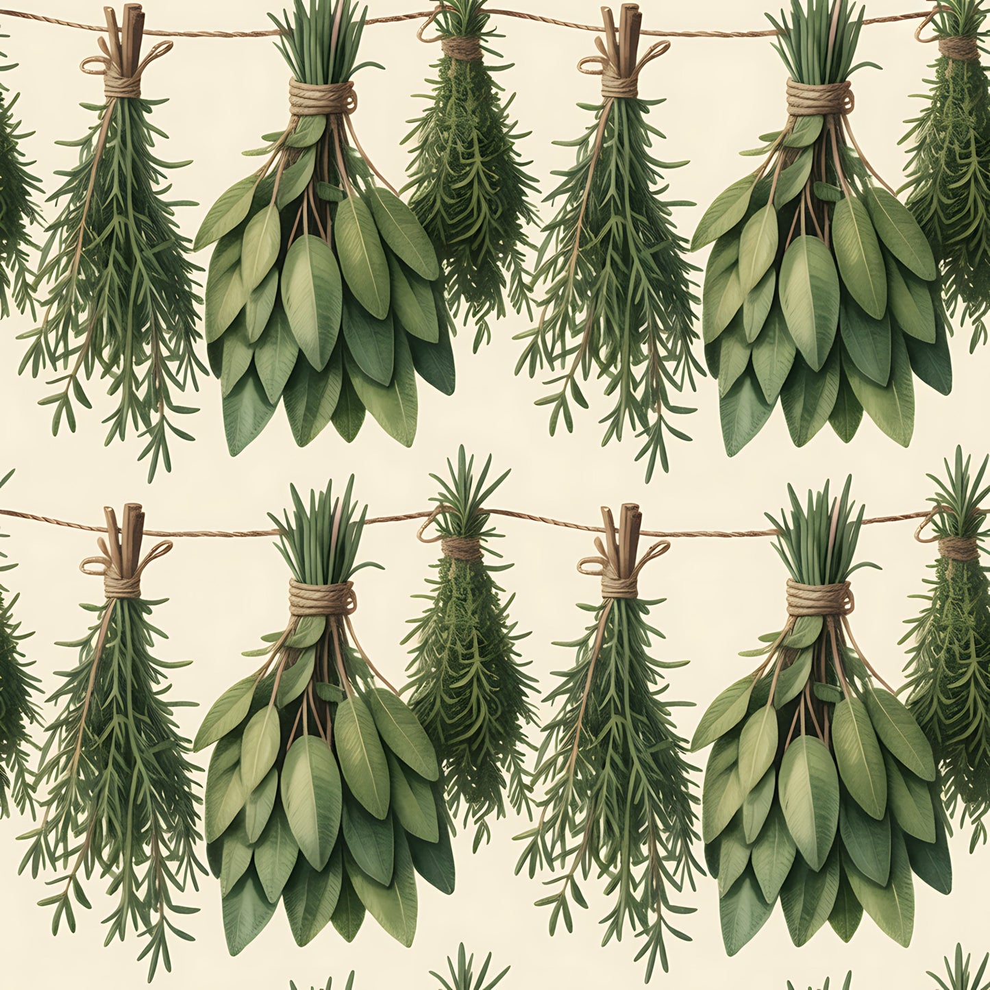 Farmhouse Kitchen Herbs Pattern 7 Quilting Cotton Fabric