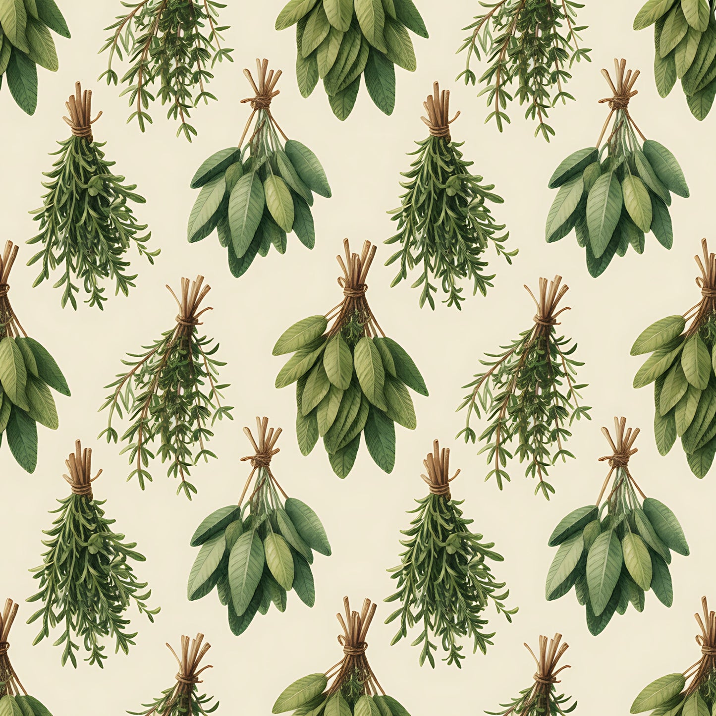 Farmhouse Kitchen Herbs Pattern 8 Quilting Cotton Fabric