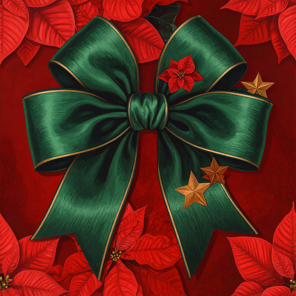 Festive Bows and Holly Pattern 15 Quilting Cotton Fabric
