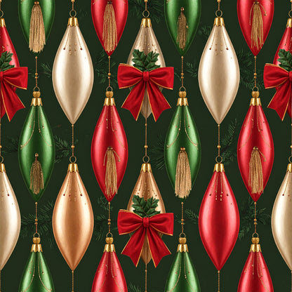 Festive Bows and Holly Pattern 16 Quilting Cotton Fabric