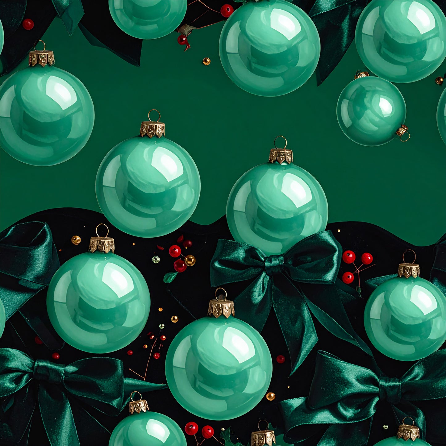 Festive Bows and Holly Pattern 18 Quilting Cotton Fabric
