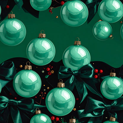 Festive Bows and Holly Pattern 18 Quilting Cotton Fabric