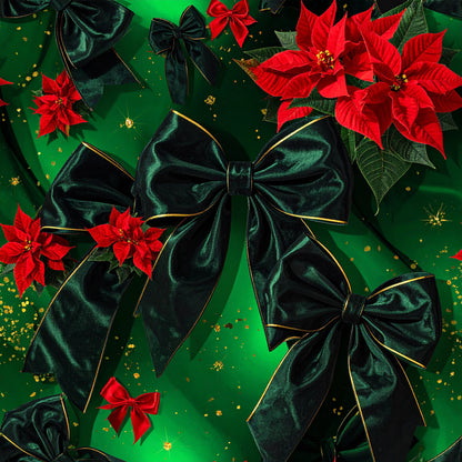 Festive Bows and Holly Pattern 21 Quilting Cotton Fabric