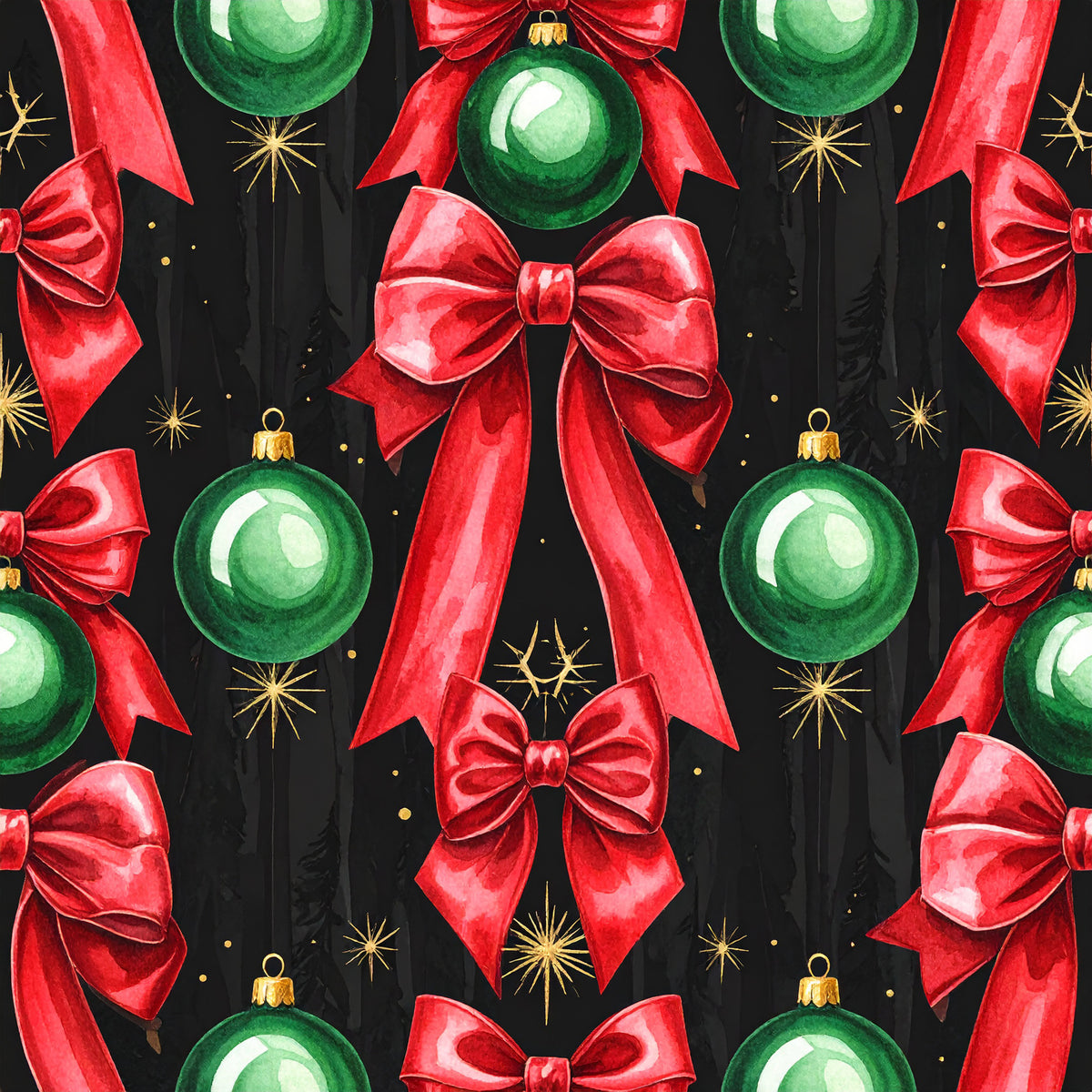Festive Bows and Holly Pattern 22 Quilting Cotton Fabric