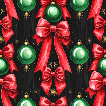 Festive Bows and Holly Pattern 22 Quilting Cotton Fabric