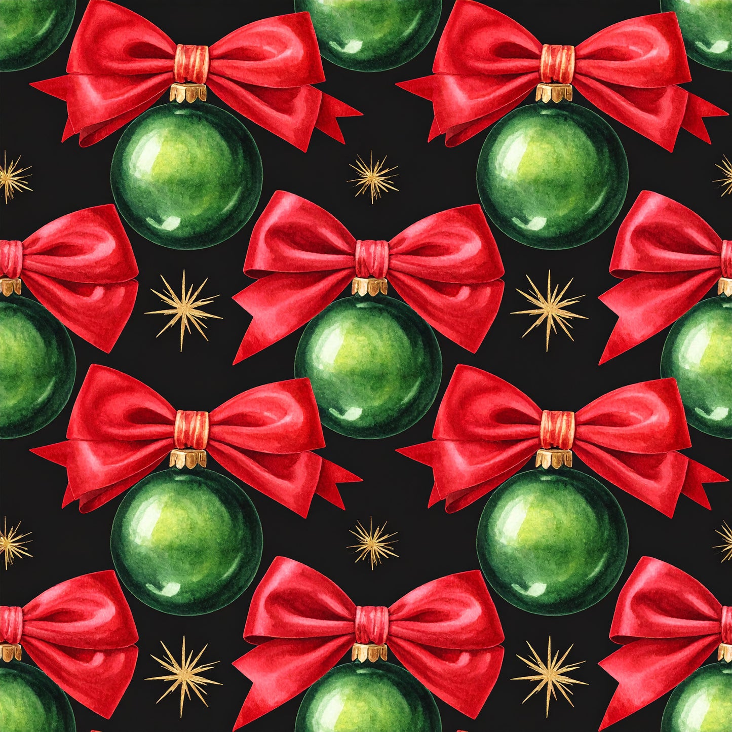 Festive Bows and Holly Pattern 23 Quilting Cotton Fabric