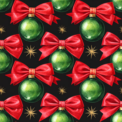 Festive Bows and Holly Pattern 23 Quilting Cotton Fabric