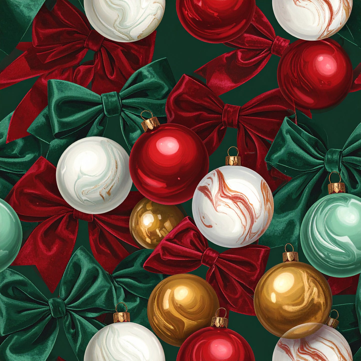 Festive Bows and Holly Pattern 25 Quilting Cotton Fabric