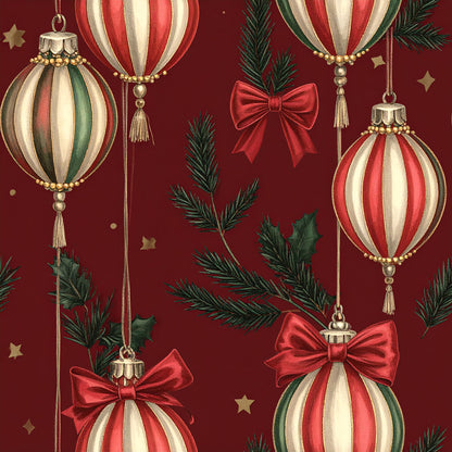 Festive Bows and Holly Pattern 3 Quilting Cotton Fabric