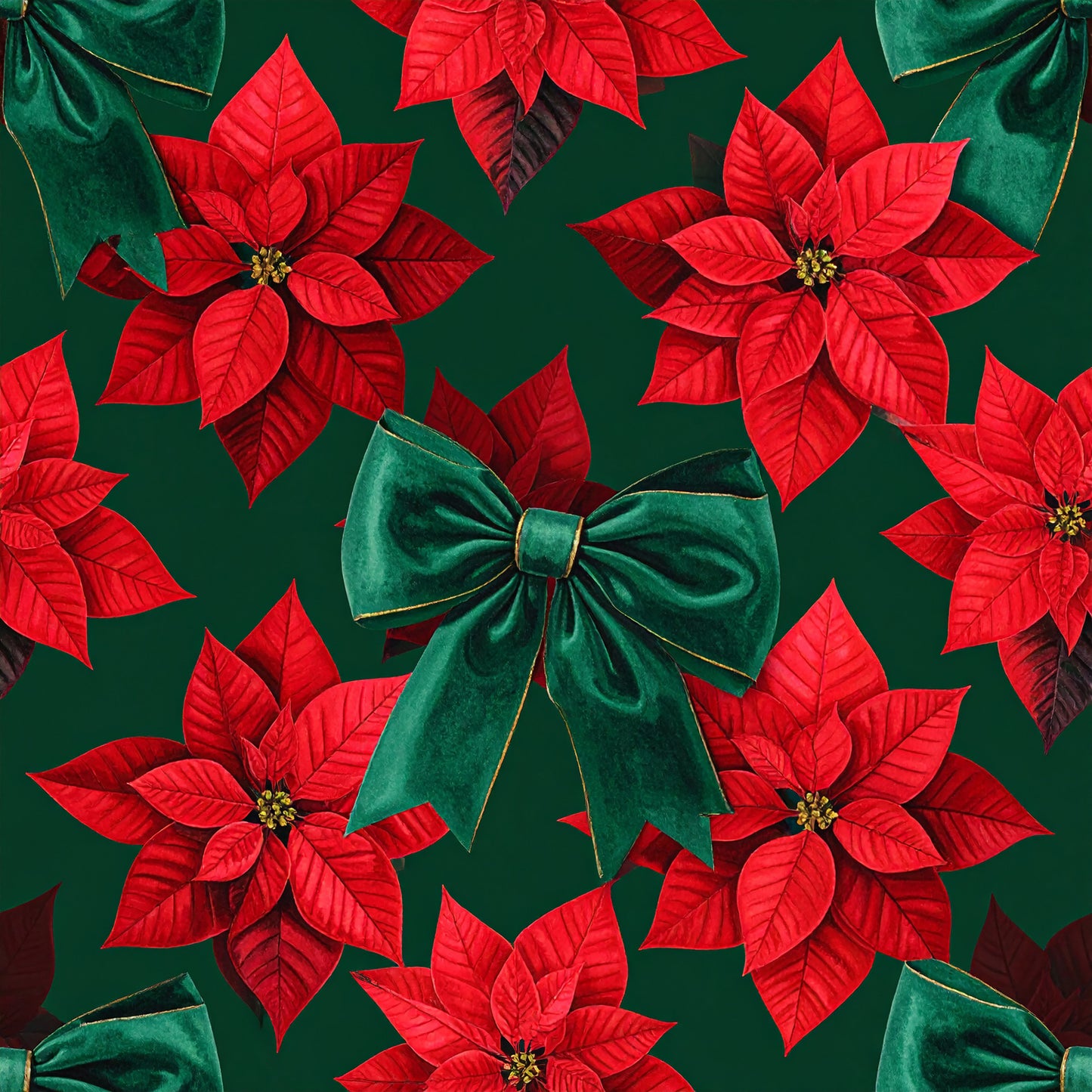 Festive Bows and Holly Pattern 5 Quilting Cotton Fabric