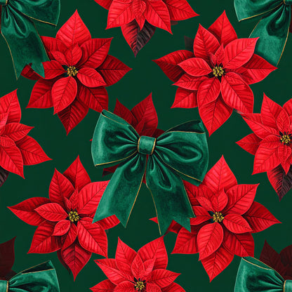 Festive Bows and Holly Pattern 5 Quilting Cotton Fabric