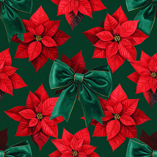 Festive Bows and Holly Pattern 5 Quilting Cotton Fabric