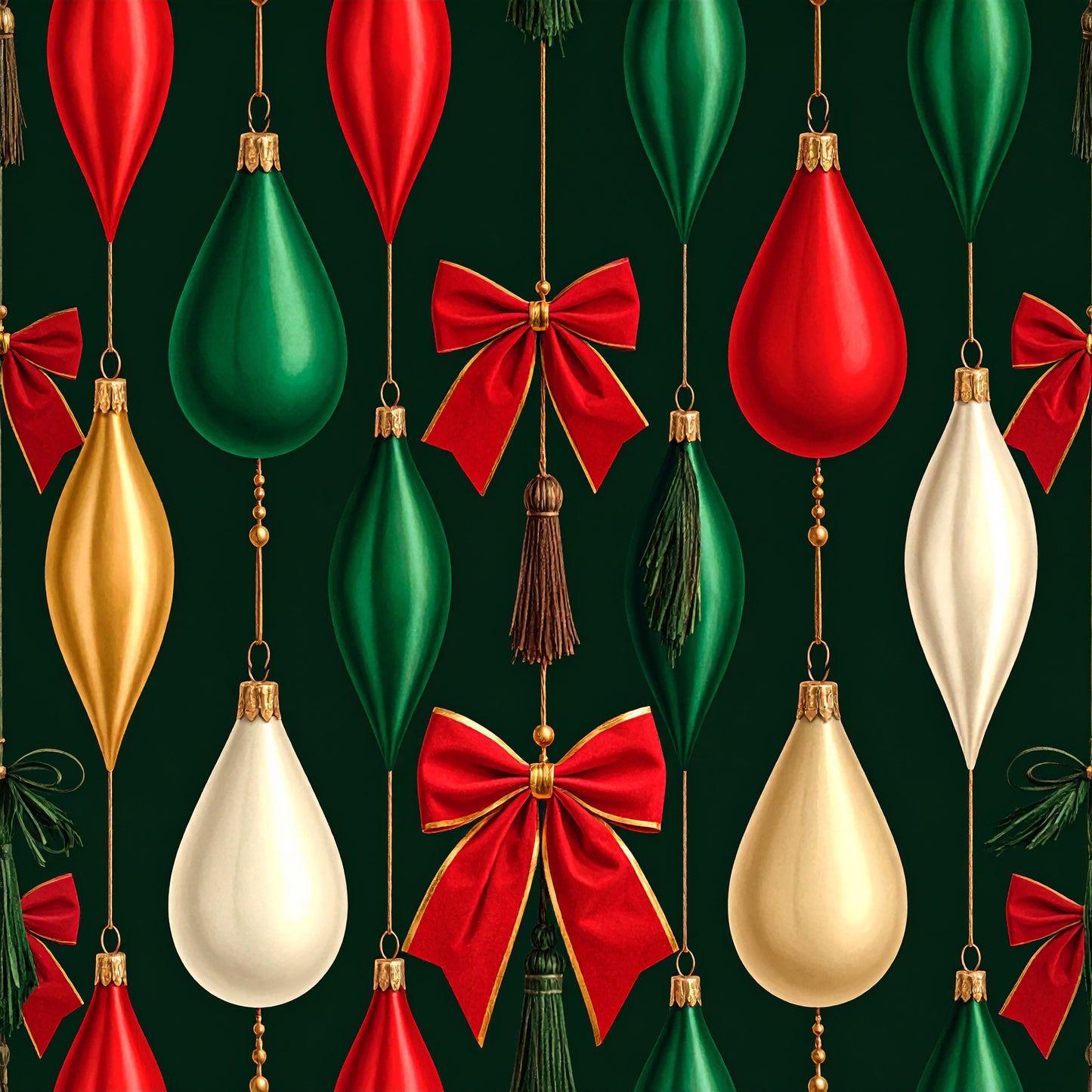Festive Bows and Holly Pattern 7 Quilting Cotton Fabric