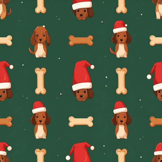 Festive Dogs And Holiday Cheer Pattern 13 Quilting Cotton Fabric