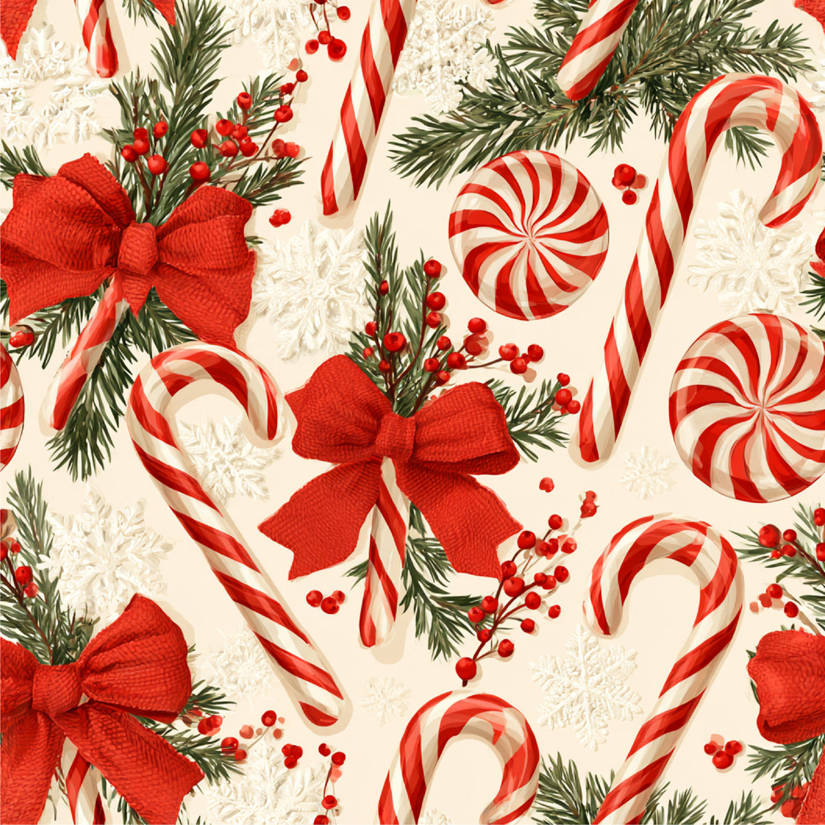 Festive Peppermint Cheer Pattern 1 Quilting Cotton Fabric