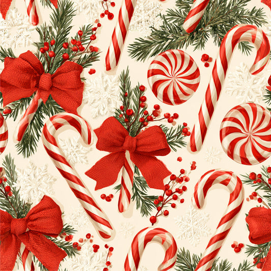 Festive Peppermint Cheer Pattern 1 Quilting Cotton Fabric