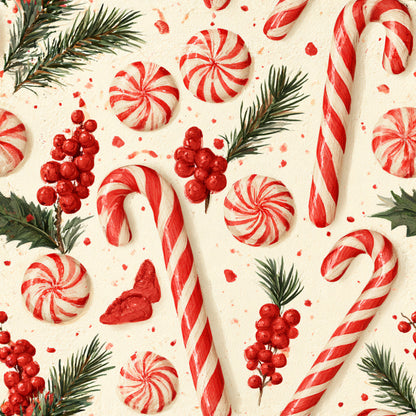 Festive Peppermint Cheer Pattern 14 Quilting Cotton Fabric