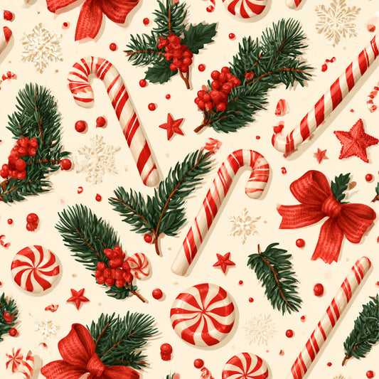 Festive Peppermint Cheer Pattern 15 Quilting Cotton Fabric