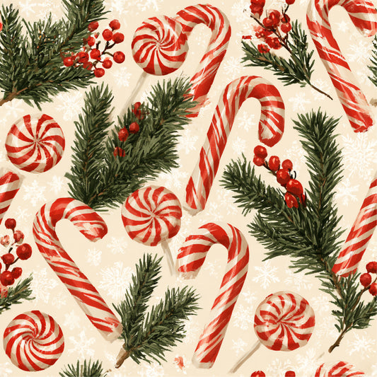 Festive Peppermint Cheer Pattern 17 Quilting Cotton Fabric