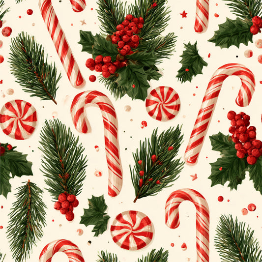 Festive Peppermint Cheer Pattern 18 Quilting Cotton Fabric