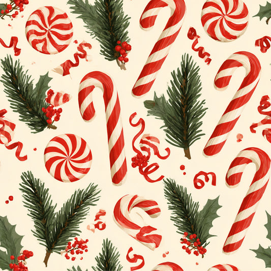 Festive Peppermint Cheer Pattern 19 Quilting Cotton Fabric