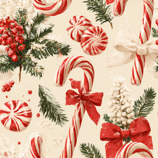 Festive Peppermint Cheer Pattern 2 Quilting Cotton Fabric