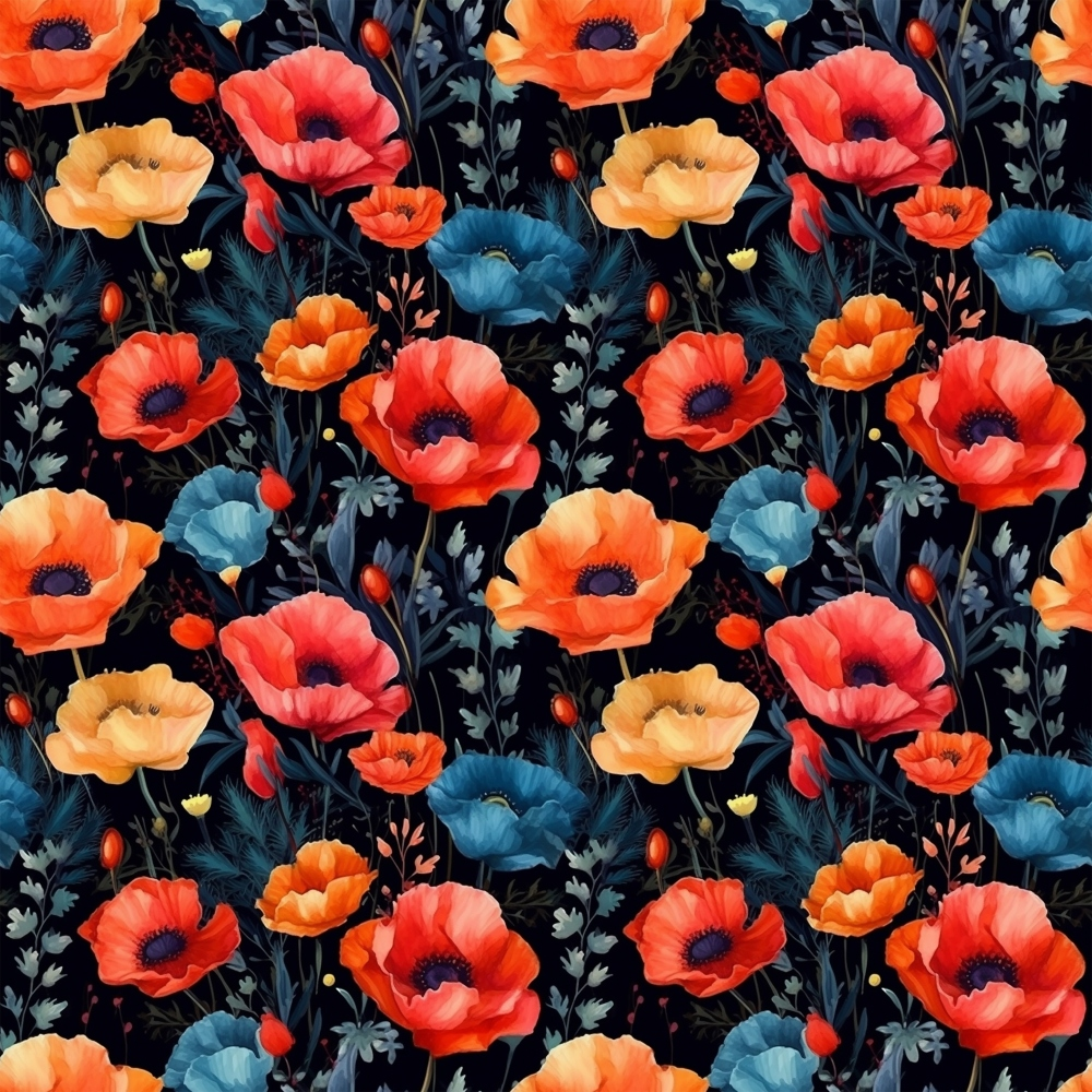 Fields of Poppies Pattern 7 Quilting Cotton Fabric