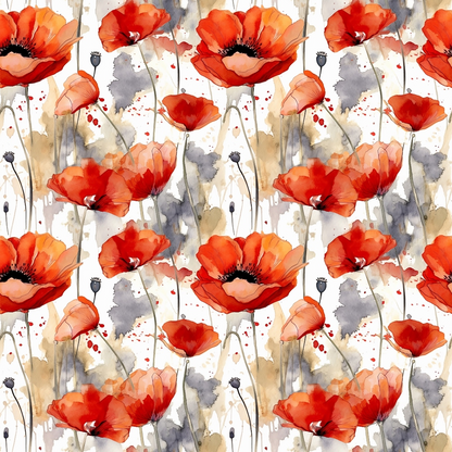 Fields of Poppies Pattern 8 Quilting Cotton Fabric