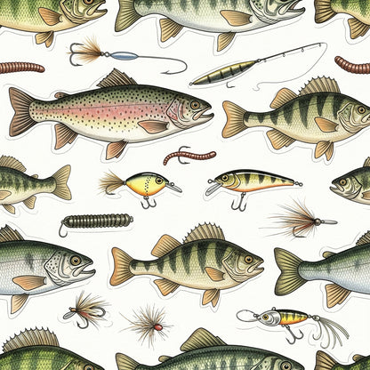 Fishing Lures And Tackle Pattern 20 Quilting Cotton Fabric