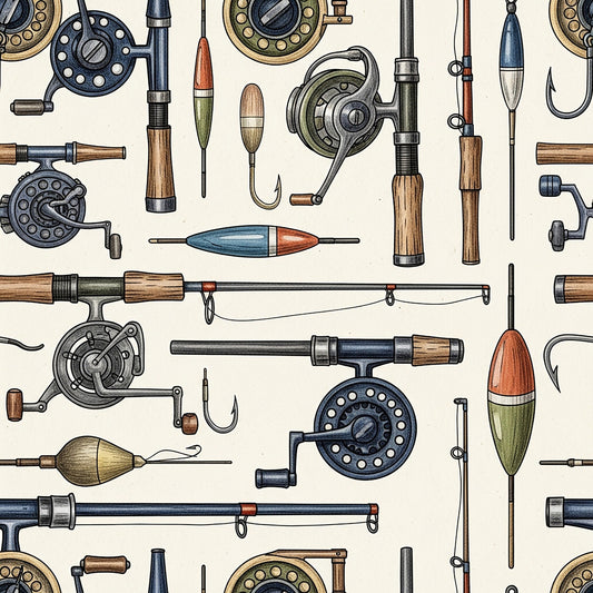 Fishing Lures And Tackle Pattern 24 Quilting Cotton Fabric