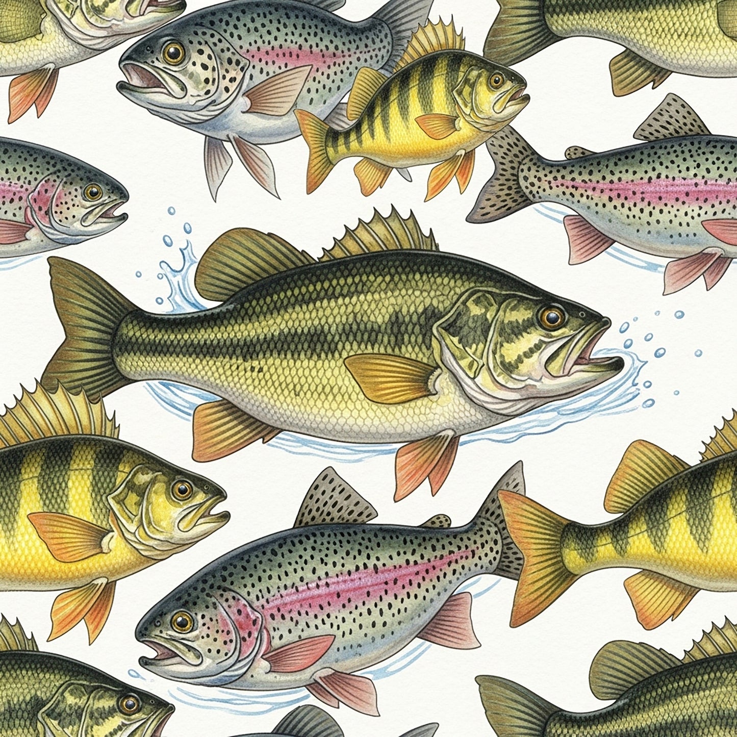 Fishing Lures And Tackle Pattern 3 Quilting Cotton Fabric
