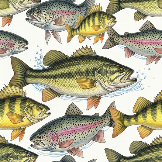 Fishing Lures And Tackle Pattern 3 Quilting Cotton Fabric
