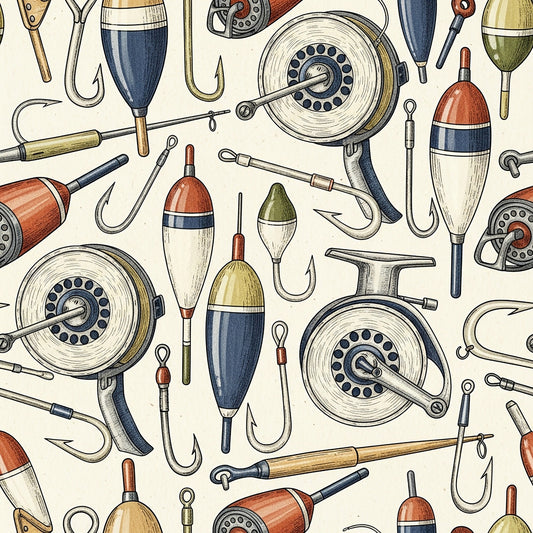 Fishing Lures And Tackle Pattern 5 Quilting Cotton Fabric