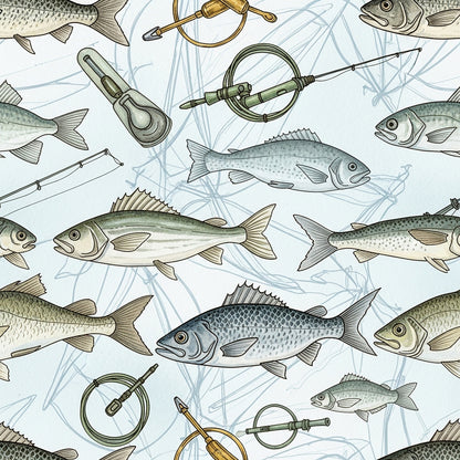 Fishing Lures And Tackle Pattern 7 Quilting Cotton Fabric
