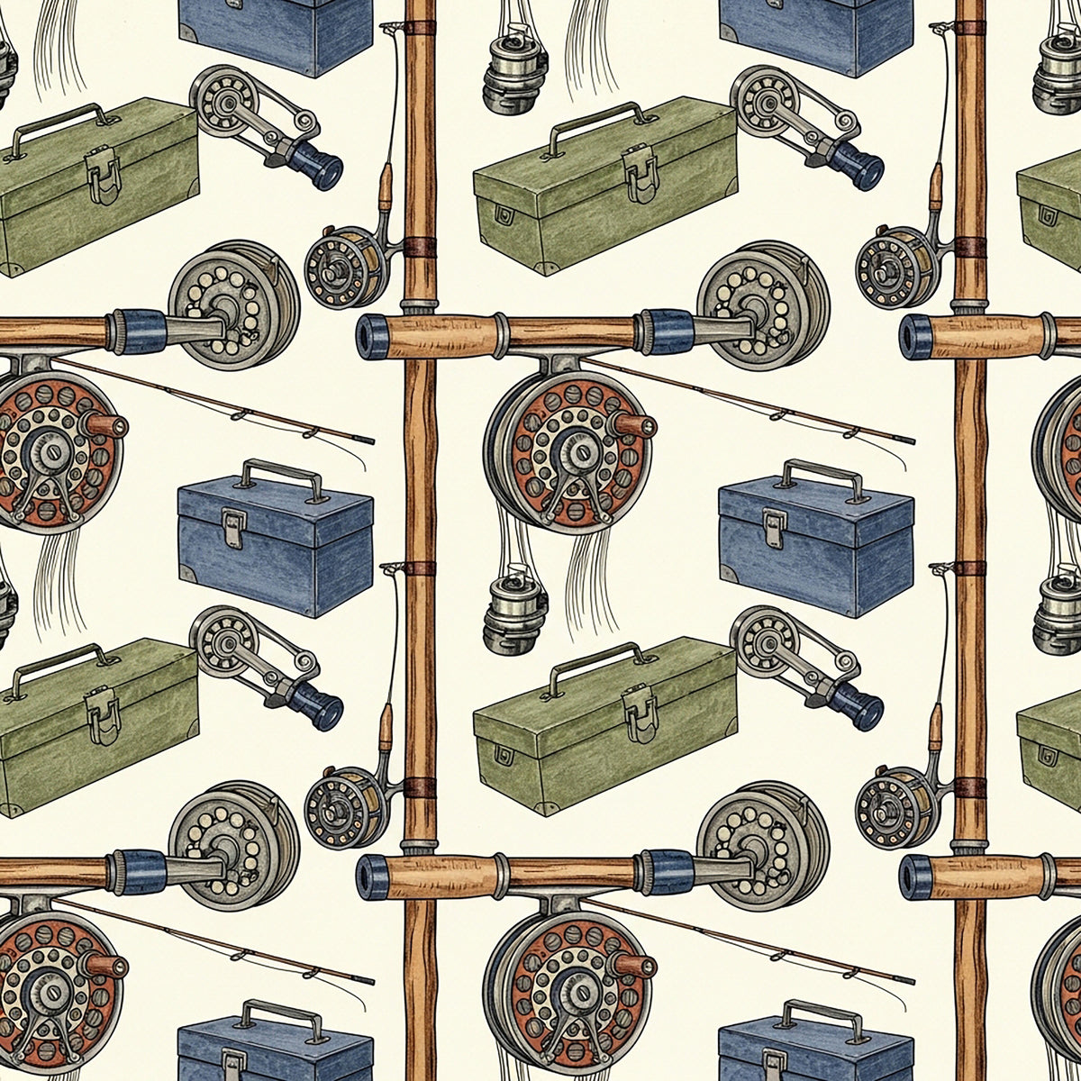 Fishing Lures And Tackle Pattern 9 Quilting Cotton Fabric