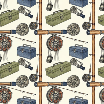 Fishing Lures And Tackle Pattern 9 Quilting Cotton Fabric