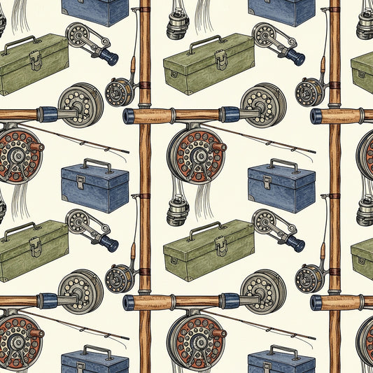 Fishing Lures And Tackle Pattern 9 Quilting Cotton Fabric