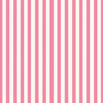 Vertical pink and white stripes evenly spaced.