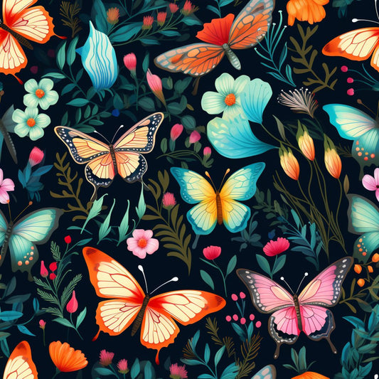 Floral Butterfly Pattern 10 Quilting Cotton Fabric