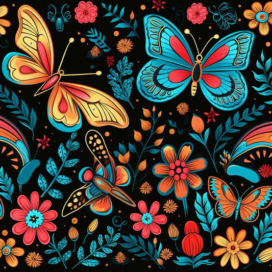 Floral Butterfly Pattern 11 Quilting Cotton Fabric