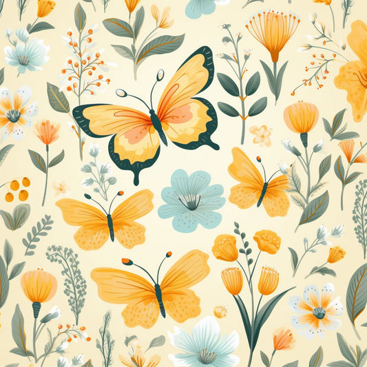 Floral Butterfly Pattern 5 Quilting Cotton Fabric