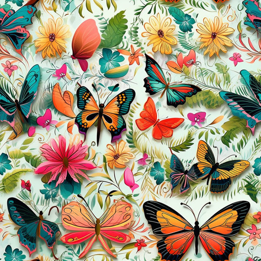 Floral Butterfly Pattern 7 Quilting Cotton Fabric
