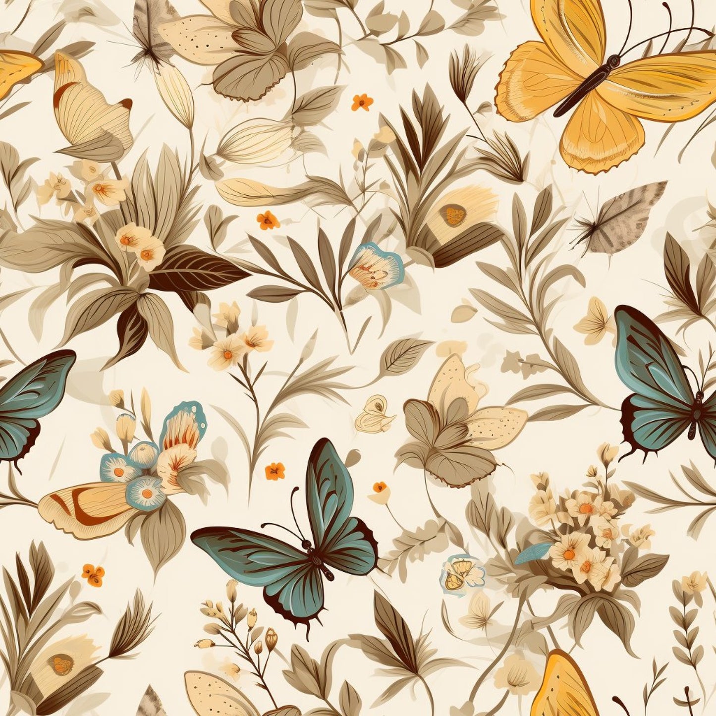 Floral Butterfly Pattern 9 Quilting Cotton Fabric