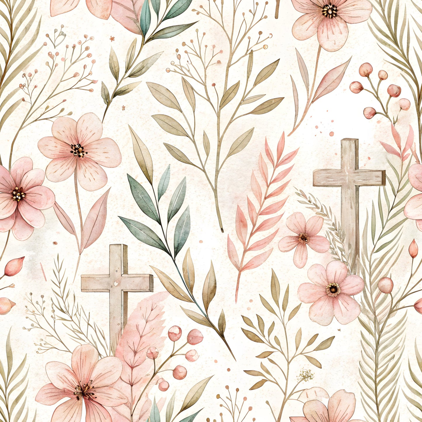 Floral Christian Faith Pattern 10 Quilting Cotton Fabric