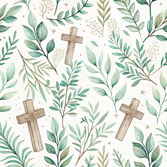 Floral Christian Faith Pattern 4 Quilting Cotton Fabric