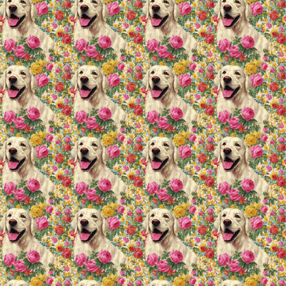 Floral Golden Lab Pattern 1 Quilting Cotton Fabric